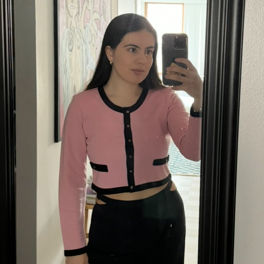 Vintage Pink and Black Cardigan